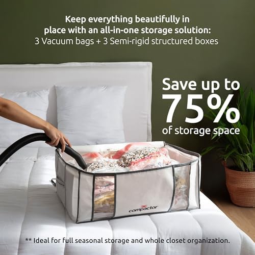 Compactor XXL 3 Vacuum Storage Bag & 3 Semi-Rigid Box, Closet Organizer, 210L - Image 2