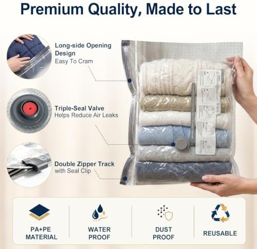 Travel Vacuum Storage Bags, Airtight Space Saver with Pump,15 Combo - Image 6