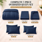 CozyLux Oversized Queen Comforter Set Navy, 7 Pieces Bed in a Bag - Image 2