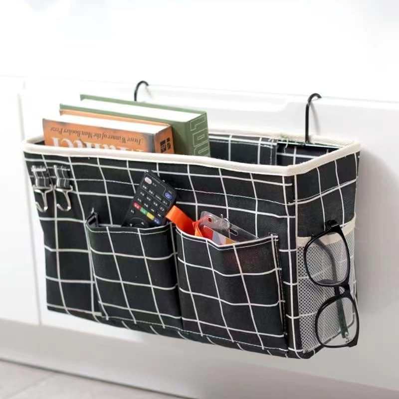 School dormitory upper bunk bedside storage hanging bag bedside fabric sundries hanging basket household essential storage (pink clouds, 38 * 21 * 13) - Image 5