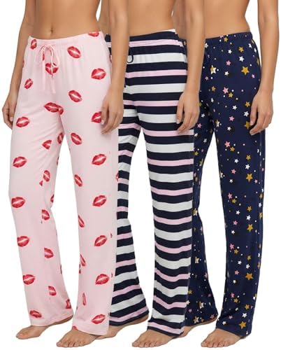 3 Pack Women's Pajama Pants Soft Lounge PJ Bottoms Comfy Sleepwear Pijamas by RealEssentials