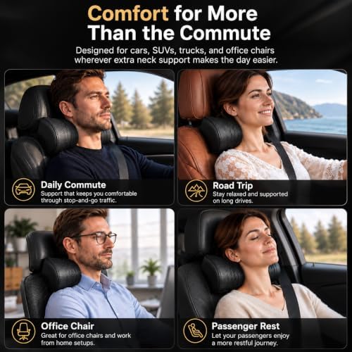 Universal Memory Foam Car Headrest Neck Pillow, 2026 Adjustable Breathable Washable Ergonomic Support Auto Neck Cushion for Long Road Trips, Daily Drive，Orange：2Pcs - Image 7