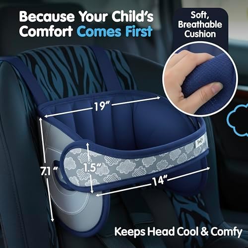 NapUp Car Seat Head Support for Toddler - Anti-Bobbing Head Holder - Blue - Image 5