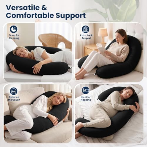 TranquilRelax C Shaped Body Pillow for Side Sleepers, Black-47 * 10" - Image 6