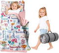 Toddler Nap Mat with Pillow & Blanket for Daycare, Extra Large Kids Nap Mat for Preschool Kindergarten, Roll-Up Sleeping Mat for Boys, Easy Carry Travel Camping Slumber Bag by Duckbe
