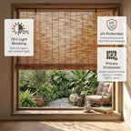 Bamboo Blinds for Indoor Windows, Reed Roller Shades, Cordless Privacy Blind Screen for Door Patio, Natural Protective Curtains, Light Filtering Roman Shades Style, Cocoa(24" W X 36" H) - Image 2