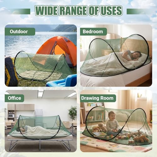 1 Pcs Mosquito Netting for Camping Bed 78 * 31 * 22 Inch, Green - Image 6