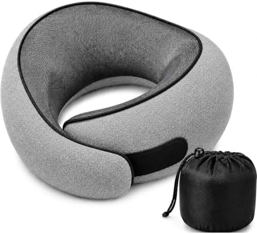 Travel Pillow for Airplane, Memory Foam Neck Pillow for Travel with Chin Support, Washable Cover & Storage Bag, Ergonomic 360° Neck Support for Long Flights, Car, Office, Home, Max Grey by Unknown