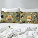 Erosebridal Kids Camping Tent Full Bedding Set,RV Camper Fitted Sheet Camping Decor for Travel Trailer,Rustic Cabin Bear Fox Bed Sheets Woodland Adventure Bed Set,2 Pillowcases (No Flat Sheet) - Image 5