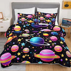 HOSIMA Planets Quilt,Colorful Celestial Bedspread Full with 2 Pillowcases. - Image 3