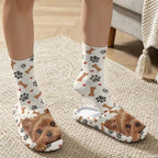 Womens Fuzzy Slipper with Socks Warm Cozy House Slipper and Socks Set Plush Winter Shoes for Indoor - Image 3