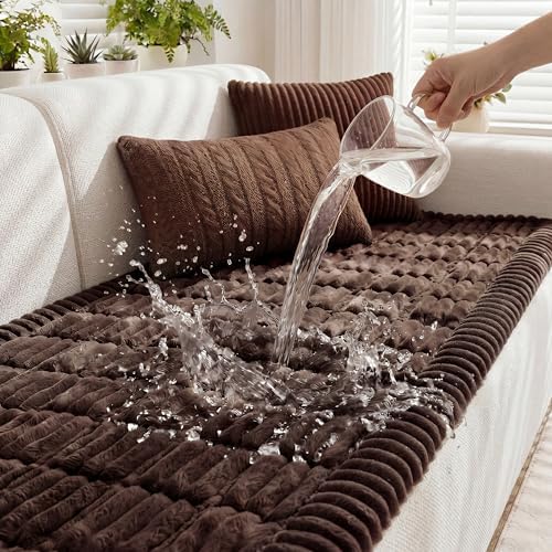 Fixwal Waterproof Flannel Dog Couch Cover, 27.6" x 82.7", Dark Brown by Fixwal