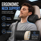 Universal Memory Foam Car Headrest Neck Pillow, Ergonomic Support (Coffee,Set) - Image 2