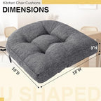 Tromlycs Chair Cushions for Dining Chairs Kitchen Seat Cushions Room 4 Pack Pads with Ties Indoor Non Slip Office 18x18 Inch, Dark Grey - Image 3