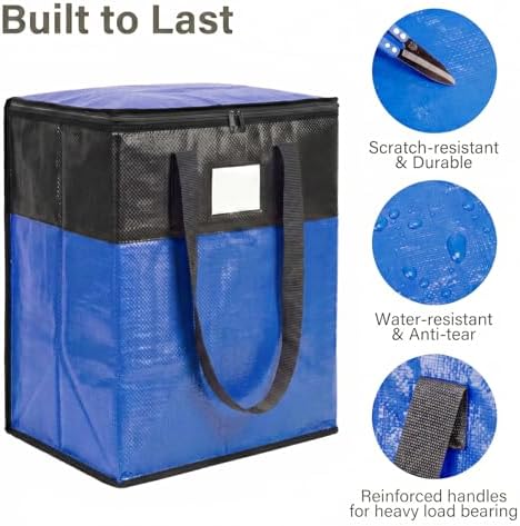 4Pack (110L*2+180L*2) Extra Large Moving Bags Heavy Duty with Wide Comfortable Handles & Strong Zipper, Durable Storage Bags Totes, Reusable Moving Boxes for College Dorm Bedding Space Saving,Blue - Image 4