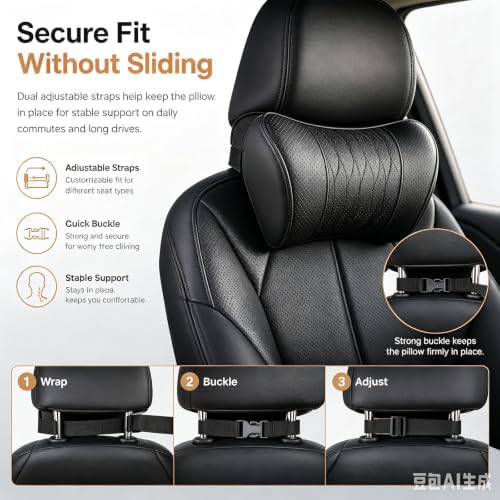 Universal Memory Foam Car Headrest Neck Pillow (Brown,2) - Image 6