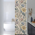 Window Privacy Film Frosted, Vintage Garden Flower Reusable Static Cling Window Tints, Rustic Floral Leaf Pastoral Beige Heat Control Windows Films for Offices, Balcony, 29.5 x 118 Inches - Image 3