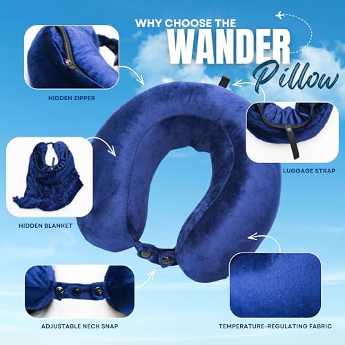 Travel Pillow with Built-In Blanket Memory Foam Neck Pillow for Airplane Travel, Flight Pillow with Blanket Portable Airplane Pillow for Adults Compact Travel Neck-Pillow for Plane, Car & Long Flights - Image 4