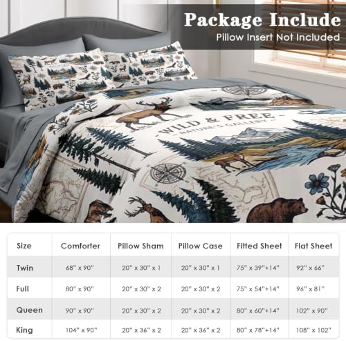 Pamnest King Comforter Set with Sheets, 7 Pieces Woodland Vintage Bedding - Image 6