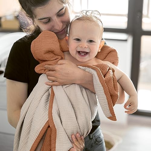 lulumoon Muslin Baby Blanket Neutral: Cotton Toddler Blanket for Daycare - Image 5