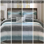 Madison Park Essentials King Comforter Set, Bed in a Bag King, Watercolor Print Coastal Comforter & Chambray Cotton Sheet Set, All Season Bedding Set, Saben, Aqua King (104 in x 92 in) 9 Piece - Image 2