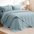 Love's cabin Quilts for Queen Bedspreads, 7 Pieces Bed in a Bag, Light Blue by Lovescabin