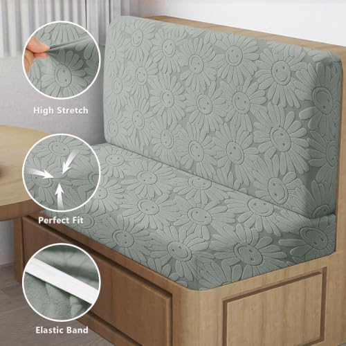 ANARACHON RV Dinette Cushion Covers, Stretch Camper Cushion Slipcovers for Travel Trailer Couch RV Booth Seat(2 Backrest Cover & 2 Bench Cover,Sun, Medium Gray) - Image 5