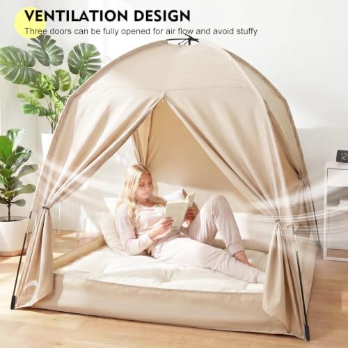Twin Bed Tent for Kids and Adults, Indoor Blackout Sleeping Play Tents - Image 2