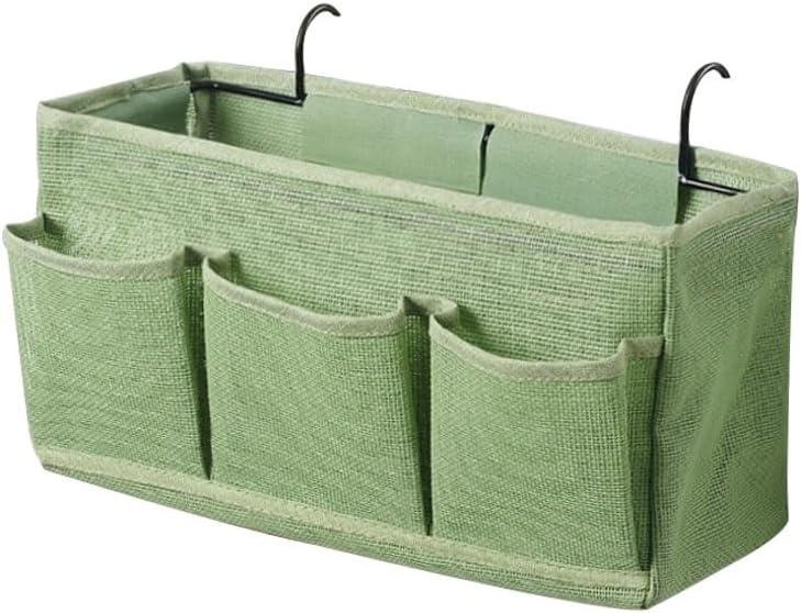 Bed Hanging Storage Bag，Bed Side Storage Pocket，Bunk Bed Hanging Storage Caddy with Hooks and Pockets for Bunk Beds Rails Book Phone Glasses Storage(Green (Bedside Model)) by Unknown