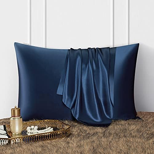 DISANGNI Silk Indulgence Set: Premium 22 Momme Mulberry Silk Pillowcase & Eye Mask Duo for Hair and Skin Rejuvenation(1pc Queen Size 20" x30", Blue) - Image 2