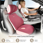 FLORICH Car Seat Cushion & Lumbar Support Pillow & Car Neck Pillow, Ergonomic Memory Foam Driving Seat Cushion for Back & Sciatica Pain Relief, Non-Slip Washable Cushion for Car, Driver, Office-Pink - Image 3