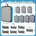 7 Pcs Packing Cubes for Travel Days of Week, Blue, M - Image 2