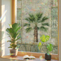 Vintage Palm Trees Window Privacy Film Rainbow Static Cling Stain Glass Window Film for Glass Door, Decorative Heat Blocking Sunroof Decal Sticker for Car 23.6"x78.7" Tropical Summer Botanical Retro by AMZRicher