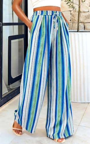 PRETTYGARDEN Womens Pants Elastic Waist Striped Lightweight Palazzo Pant - Image 4