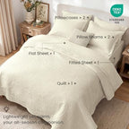 Love's cabin Quilts for Queen Bedspreads, 7 Pieces Bed in a Bag, Beige - Image 2
