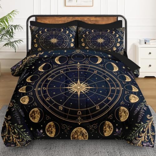 WeCozy Full Comforter Set with Sheets, 7 Pieces Celestial Astrology Bedding - Image 2