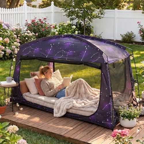 Porayhut Bed Tent for Twin Bed, Mosquito Net Bed Canopy, Portable Mosquito Mesh Tent for Kids & Adults, Breathable Mesh Net for Better Sleep, Indoor & Outdoor Travel Use - Image 4