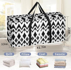 Moving Bags Heavy Duty Storage Bags for Clothes Moving Supplies Packing Bags for Moving Traveling Black White Geometric - Image 2