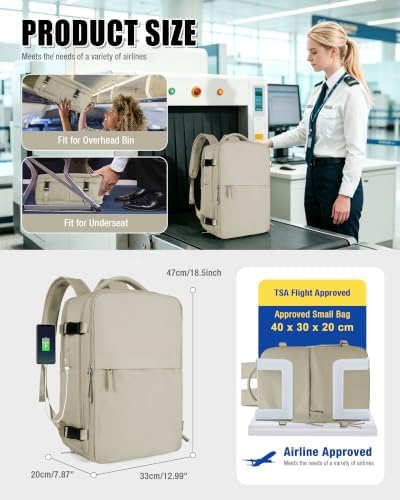 Vacuum Seal Travel Backpack with Air Pump Vacpack Waterproof Carry On Backpacks for Travel Bag Women with Vacuum System Compression Airlines Approved Daypack Laptop Hiking Work Space Saver Bags Khaki - Image 4