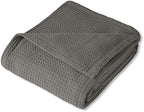 Sweet Home Collection 100% Fine Cotton Luxurious Basket Weave Blanket, Dark Gray, Queen Size (Pack of 6) - Image 2