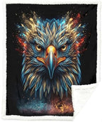 Eagle Sherpa Blanket Neon Animal Print Throw Blanket for Men Soft Warm Cozy 50x60 Inches Sharp Vision Design Gamer Room Bedroom Decor Focus Gift for Birthday Housewarming Anniversary by Sleepwish