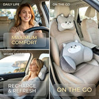 Car Neck Pillow and Lumbar Support Set, Cute Animal Soft Plush Ergonomic Back Cushion for Driving, Travel Seat Headrest Pillow(Set of 2) (Rabbit) - Image 5