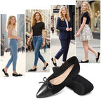 KUNWFNIX Women's Ballet Flats Foldable Classic Crown Rhinestone Slip On Bowknot PU Leather Faux Suede Pointed Toe Comfort Flat Casual Dress Shoes - Image 2