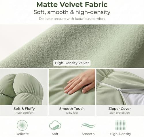 Pat. Pend. Cylinder Pillow for Bed, 39 Inch, Celadon Green - Image 5