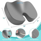 Gel Seat Cushion, Cooling Memory Foam Cushion for Office Chair, Gray - Image 3