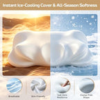 Cloud Pillow, Ergonomic Memory Foam Pillow, Cervical Neck Support & Pressure Relief, Cooling Breathable Cover, Sleep Relaxer for Side, Back & Stomach Sleepers - Image 5