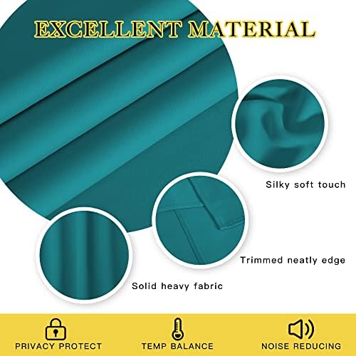 NICETOWN Blackout Curtains 63 inches Long for Living Room Bedroom, Grommet Thermal Insulated Room Divider Drape Window Treatment for Sliding Patio Door, W100 x L63, 1 Panel, Peacock Teal - Image 2