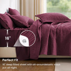 Love's cabin King Size Quilts Bedspreads, 7 Pieces Bed in a Bag, Burgundy - Image 4