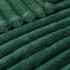 Exclusivo Mezcla Striped Queen Size Fleece Blanket for Bed, Forest Green - Image 4