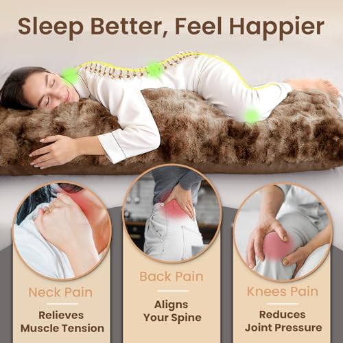 ZonLi Fluffy Body Pillow for Adults, Fuzzy Faux Fur Long Pillow with Shredded Memory Foam, Adjustable Support for Side Sleepers, Gifts, 20 x 54 Inch, Brown - Image 4